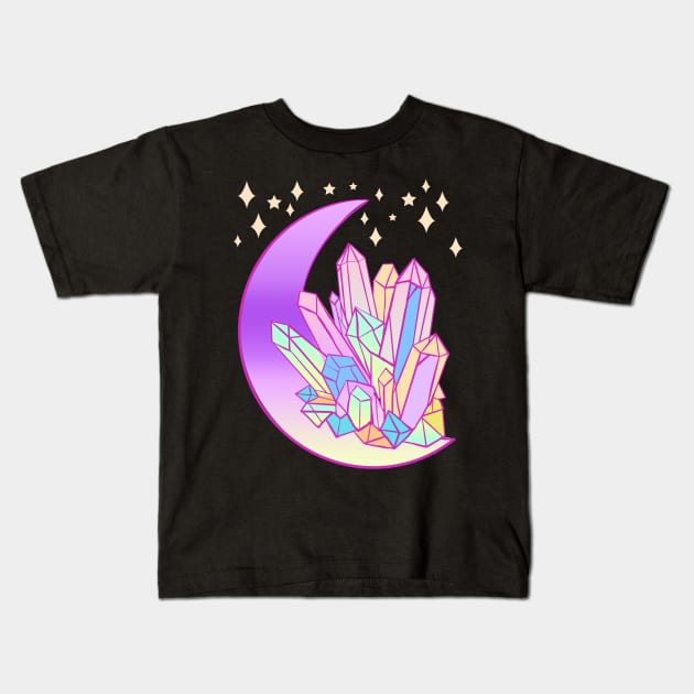 Pastel Goth Crystal Cluster Witchy Moon Kids T-Shirt by LunaElizabeth